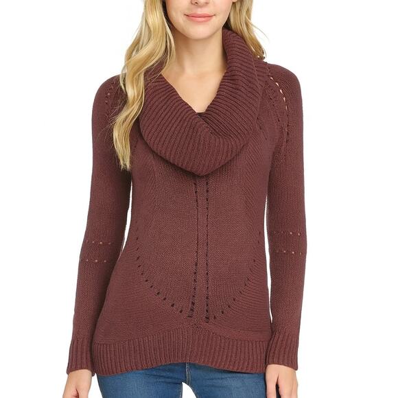 NWT Loft Wool Blend Cowl Neck Sweater Dusty Plum Purple Long Sleeve Size XS - Picture 1 of 11